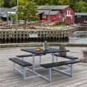 Picnic Bord/Bænkesæt - 200 cm - RePlast - Sort