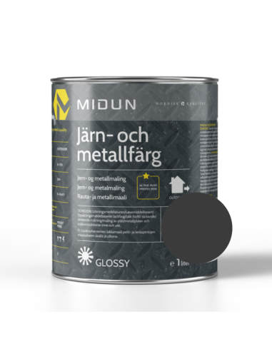 Midun Jern & Metalmaling 1,0 liter *SORT*
