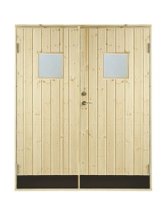 PLUS Dobbelt udhusdør panel m/vindue inkl. karm - HU -...