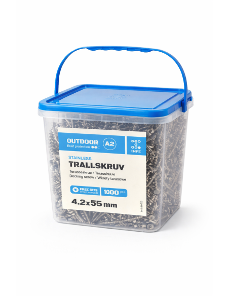 BG montageskrue A2 rustfri 4,2x55mm - 250stk. tx20 stk