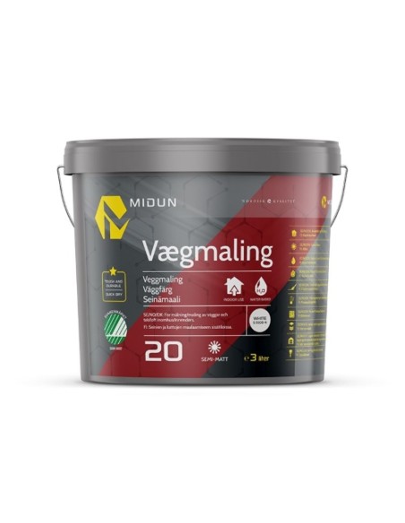 Midun vægmaling glans 20 hvid halvmat