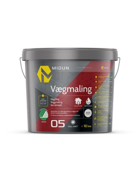 Midun vægmaling hvid glans 5 helmat