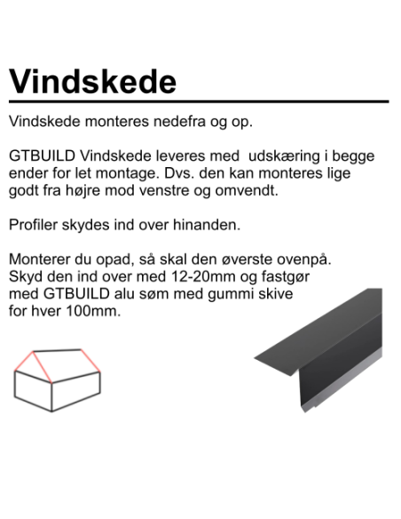 Vindskedeprofil 80mm sort alu 80x64x1000mm