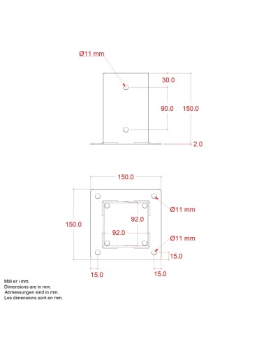 Cubic Stolpefod - 9×9 cm stolper - til...