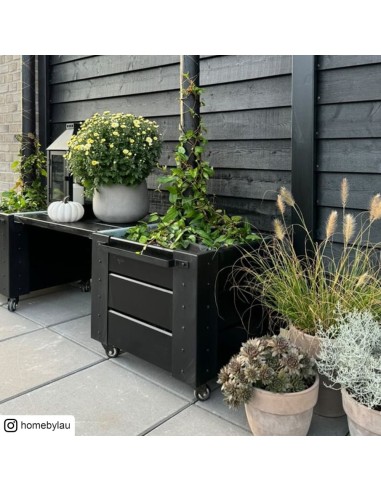 Cubic blomsterkasse m/hjul - 46×50×45 cm