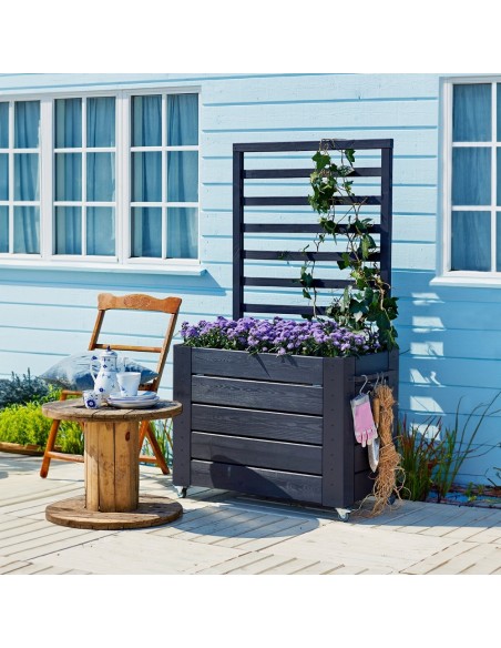 Cubic blomsterkasse m/espalier og hjul - 87×50×155 cm