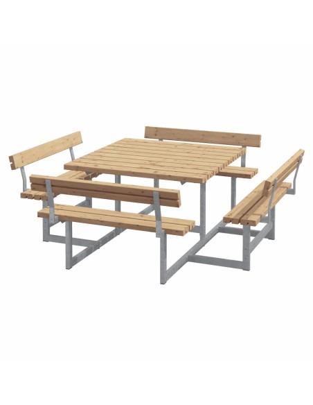 Picnic bord/bænkesæt m/4 ryglæn - 224 cm - ThermoWood®