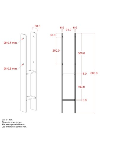 H-Stolpefod 60 cm - 9×9 cm stolper - til...