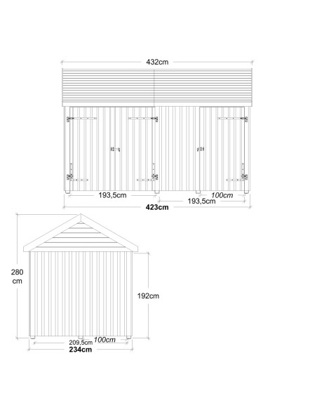 Classic Multi havehus 10 m² - 2 moduler m/enkelt- og dobbeltdør