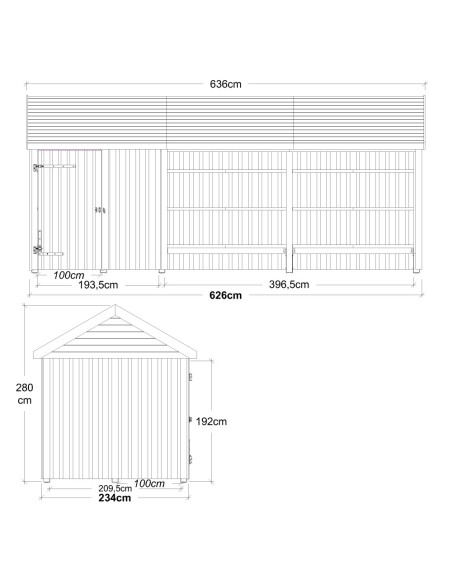 Classic Multi havehus 14,5 m² - 3 moduler m/enkeltdør og åben front
