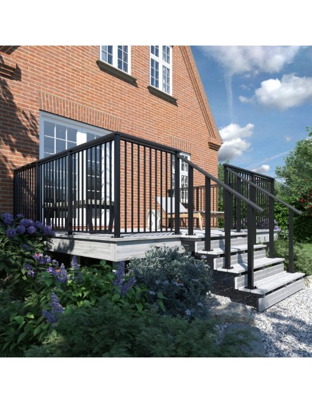 Stålstolpe m/fod inkl. bolte - til trappe gelænder - 4,5×4,5×87,1/80,4 cm