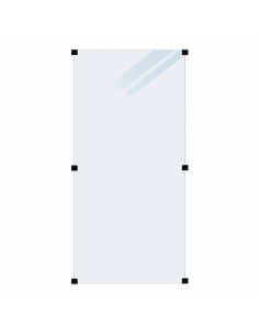 Hærdet glashegn - 90×180 cm - frosted - m/sort beslag