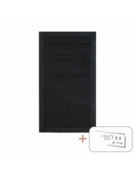 PLUS Plank enkeltlåge - 100×163 cm - sort - PEFC - inkl. beslag