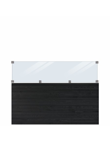 PLUS Plank profilhegn m/glas - 174×125 cm - sort - PEFC