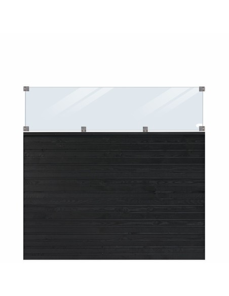 PLUS Plank profilhegn m/glas - 174×163 cm - sort - PEFC