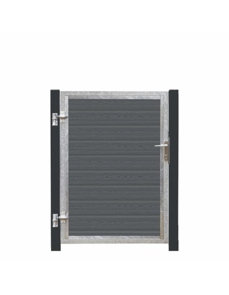 Artura komposit enkeltlåge 115×135 cm venstrehængt m/gråsorte stolper til nedstøbning
