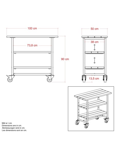 Urban Picnic plante/grillbord m/1 hylde – ThermoWood®/sort stel