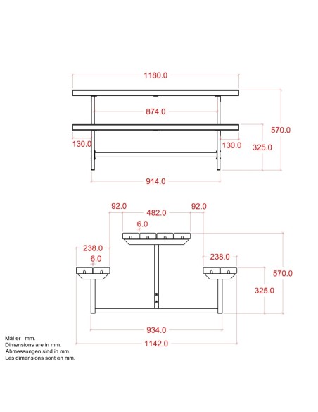 Basic Junior bord/bænkesæt - 118 cm - sort