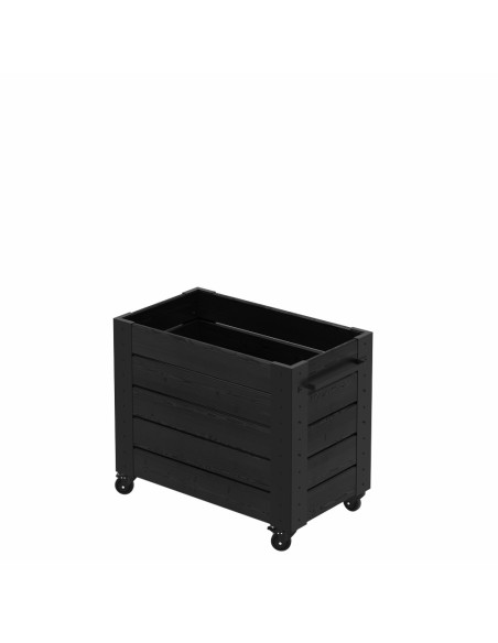 Cubic blomsterkasse m/hjul - 87×50×73 cm - sort