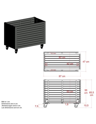 Cubic Living plantekasse m/hjul - 87×47×65,5 cm...