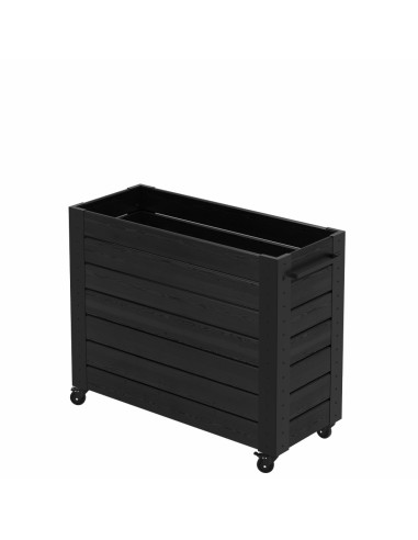 Cubic blomsterkasse m/hjul - 120×50×98 cm - sort