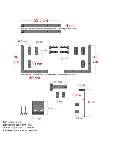 Country dobbeltlåge - 300×98 cm - sort - inkl....