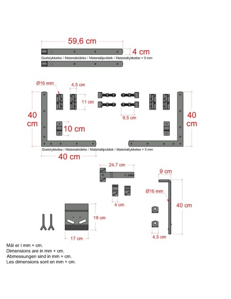 Country dobbeltlåge - 300×98 cm - sort - inkl. sort beslag