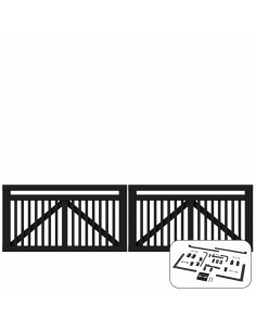 Linea dobbeltlåge - 300×80 cm - sort - inkl. sort beslag