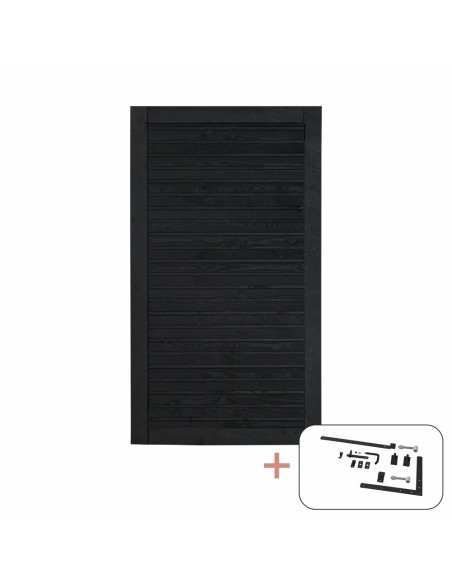 PLUS Plank enkeltlåge - 100×163 cm - sort - PEFC - inkl. sort beslag