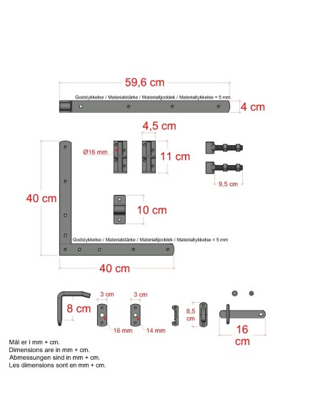 PLUS Klink enkeltlåge - 100×125 cm - sort - PEFC - inkl. sort beslag